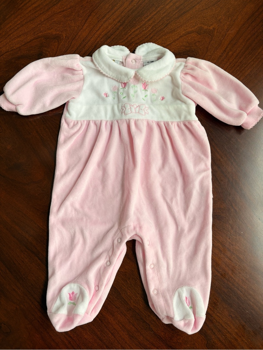 Vintage 90’s Sesame Street 0-3 Month Pink and White Floral Footed One-Piece